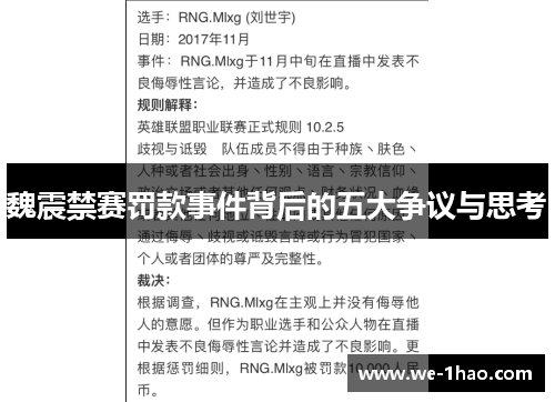 魏震禁赛罚款事件背后的五大争议与思考